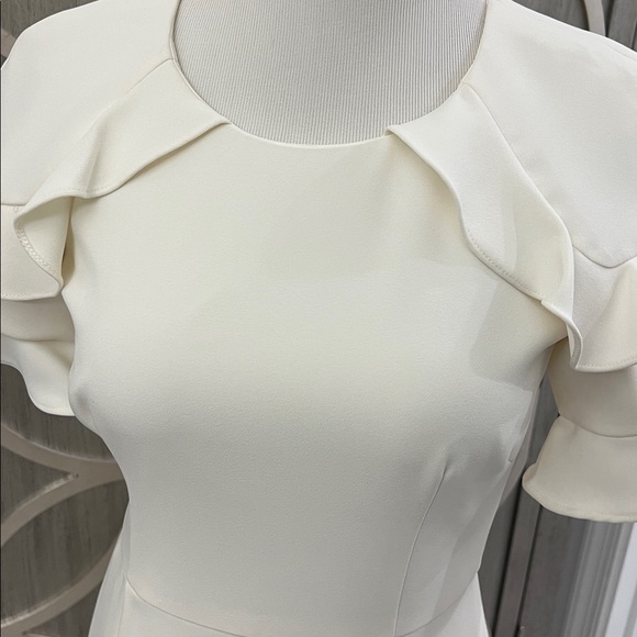 ANTONIO MELANI Cream Midi Dress with Ruffle Sleeves - Picture 3 of 5